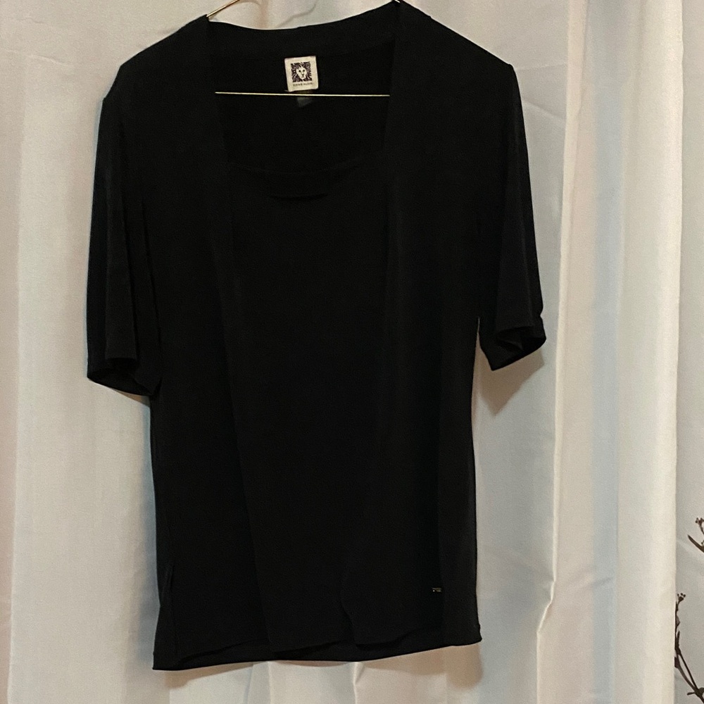 Anne Klein Classic Black Short Sleeve Top